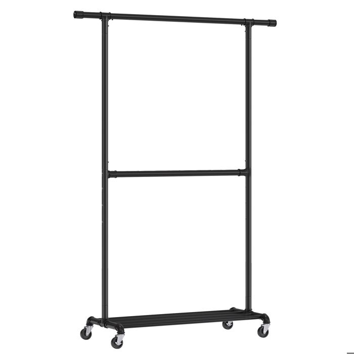 Portant à Vêtements Industriel SONGMICS - Double Barre - Charge 110 kg - Noir HSR62BK
