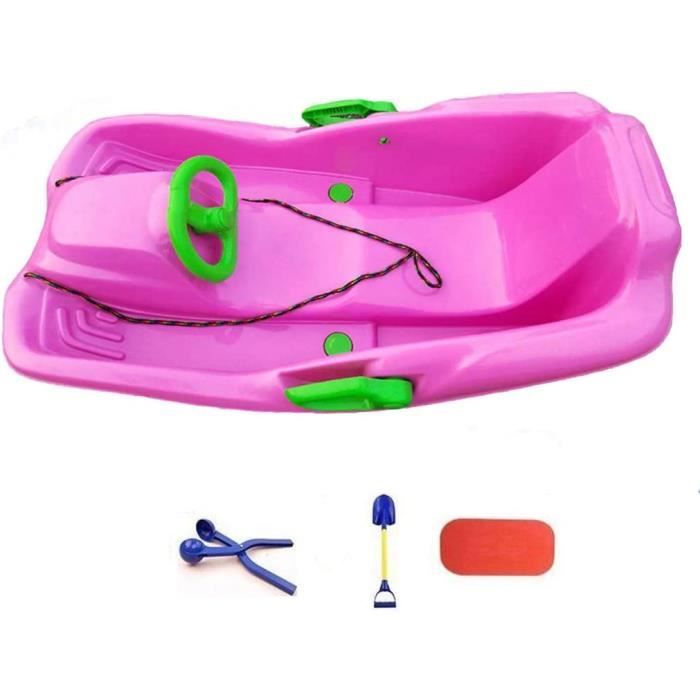 Luge à Neige Enroulable 92x42 Cm - Traîneau Plastique Robuste Avec Poignées