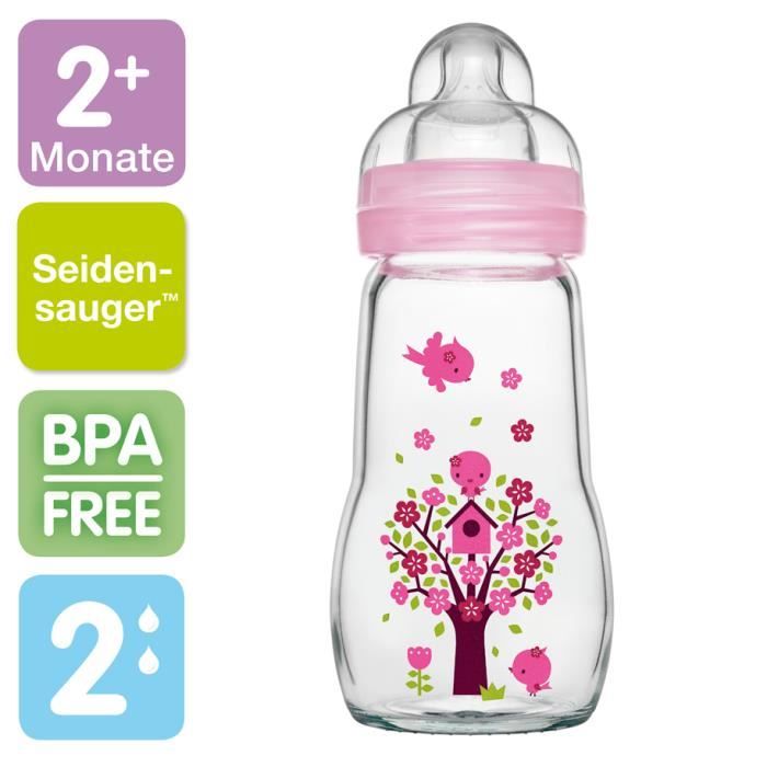 DISNEY - MAM - Biberon en verre 260 ml sans BPA fille 2+ mois - Cdiscount  Puériculture & Eveil bébé