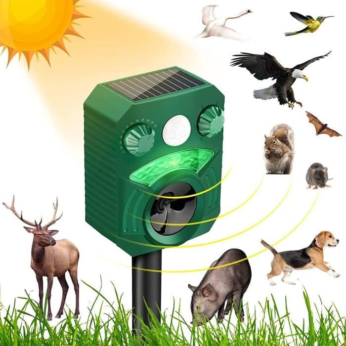 Répulsif à Ultrasons Solaire Et USB Pour Chats, Chiens, Rongeurs - 3 Modes, Détection Mouvement 8 M, étanche IP54 - Pour Jardin, Terrasse, Protection Des Plantes