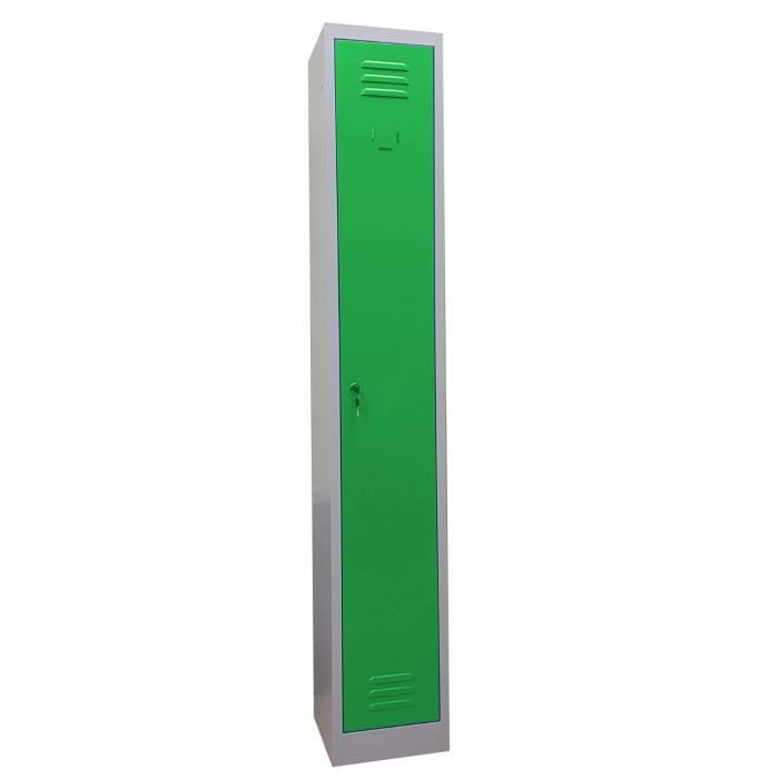 Armoire Vestiaire Metallique Modulable L30 cm x P30 cm x H180 cm (Porte Vert)