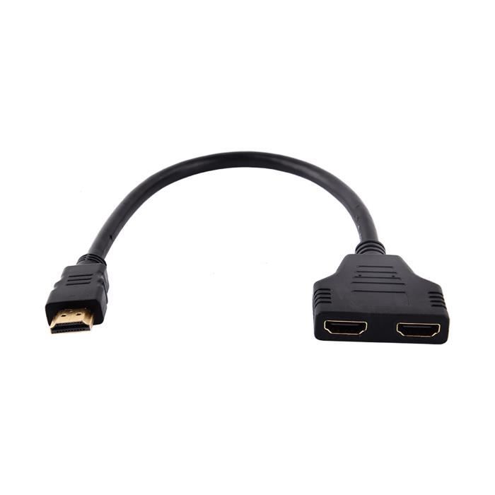 AYNEFY Répartiteur de câble HDMI Câble adaptateur séparateur 1080P HDMI  mâle vers double HDMI femelle 1 à 2 voies pour TV HD - Cdiscount  Informatique
