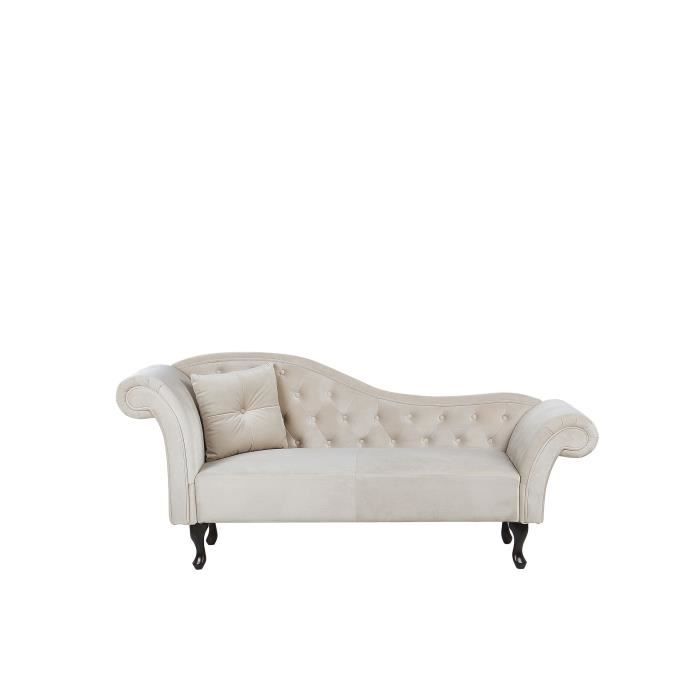 Chaise longue côté gauche en velours beige LATTES Chaise longue côté gauche en velours beige LATTES