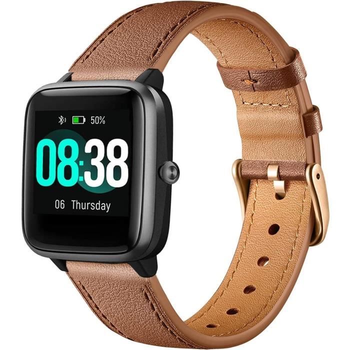 Bracelet En Cuir Veritable Compatible Id205L 19 Mm Bracelet Pour Montre Intelligente Yamay Sw021 Sw023 Lifebee Id205L Id205 n2967 Cdiscount Telephonie