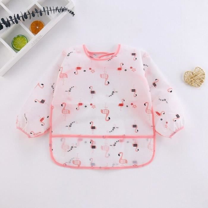 Happy Cherry Bavoir Manches Longues Bébé 2 Pièces – Tablier Imperméable Peinture Et Repas 1-5 Ans
