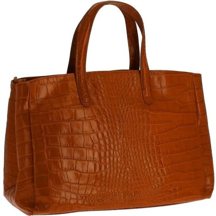 Sac main en Cuir Tombsor croco camel Achat Vente Sac main