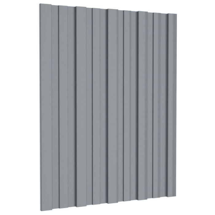 Outsunny 12 Panneaux Acier Galvanisé 129x45cm - Pour Bardage Abri, Garage Ou Serre