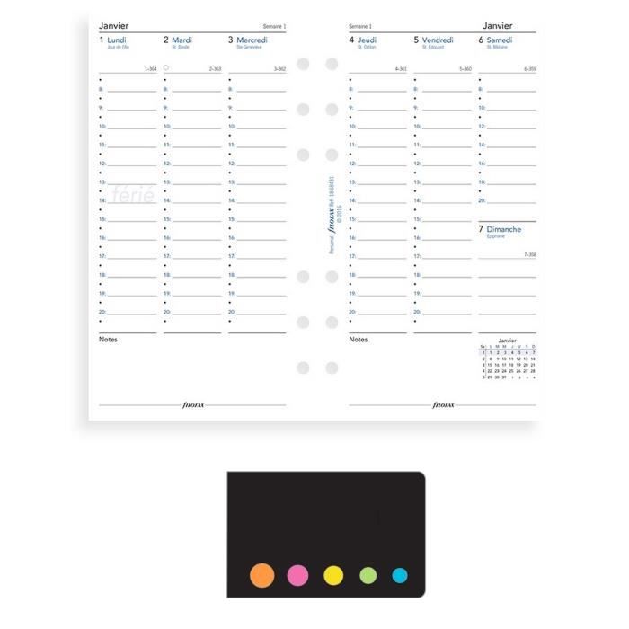 Filofax Filofax 2020 Recharge semainière personnelle/compacte en anglais janvier... 