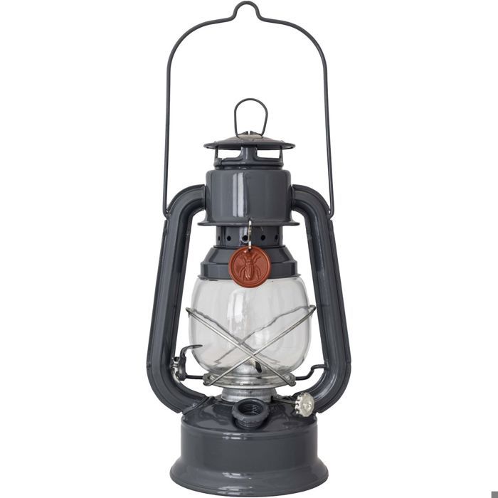 Lampe tempête - Anthracite - 30 cm - Métal galvanisé - Éclairage 24h - Réglage de mèche