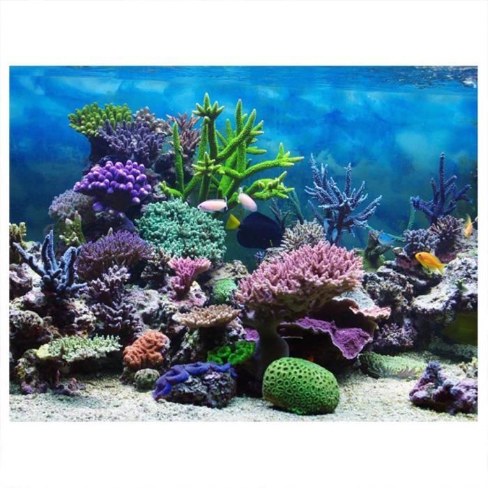 Meilleurs prix pour Hililand Papier décor aquarium Affiche de Fond d'aquarium Corail Adhésif en PVC Papier de Décor de Toile de Fond(76*30cm)