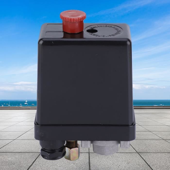 Pressostat Compresseur Air 90-120 PSI - Interrupteur Contrôle Pression - 4 Ports Femelles - 240V/16A - Pour Compresseur