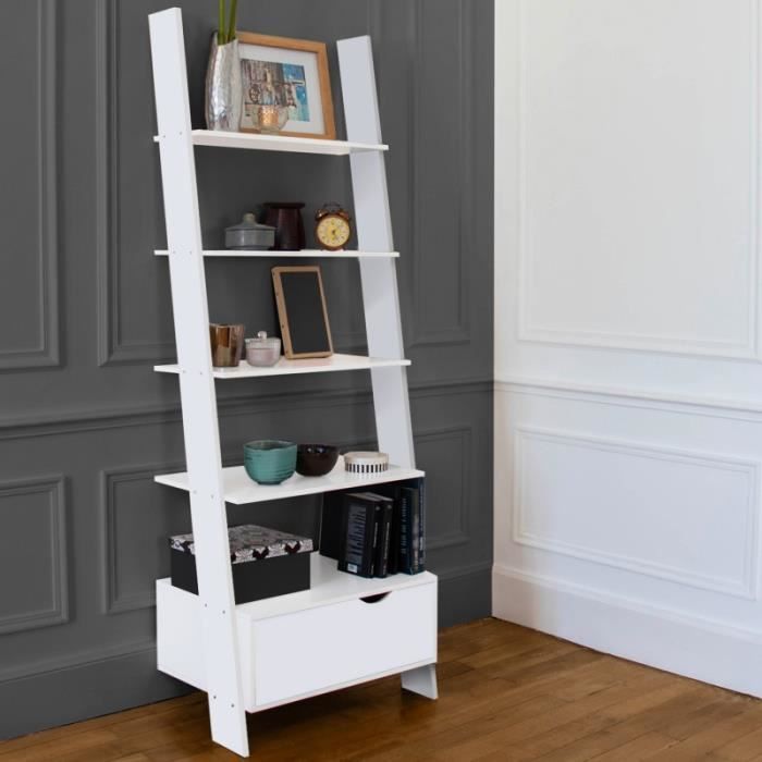 Etagere Echelle Scandinave Bois Blanc Cdiscount Maison