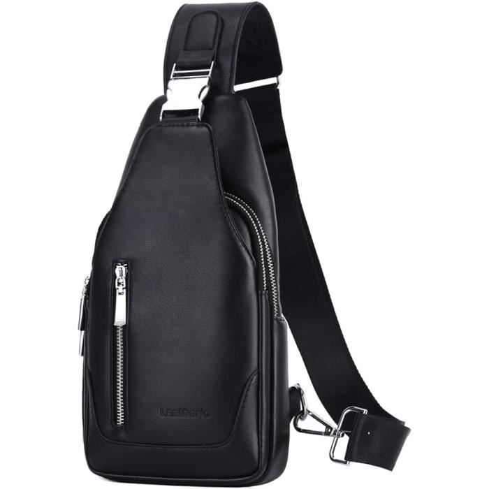 Sac Bandoulière Homme Leathario - Cuir Synthétique - Style Rétro - Dimensions 24x6x27 Cm - Poids 0,6 Kg