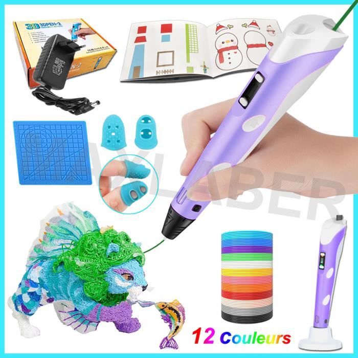 Stylo 3D Tecboss Stylo d’impression 3D avec Ecran LCD+8 Vitesses Réglables Stylo 3d Professionnel Compatible avec Filaments PLA ABS Stylo 3d pour Enfant et Adulte Noir Meilleur Cadeau 