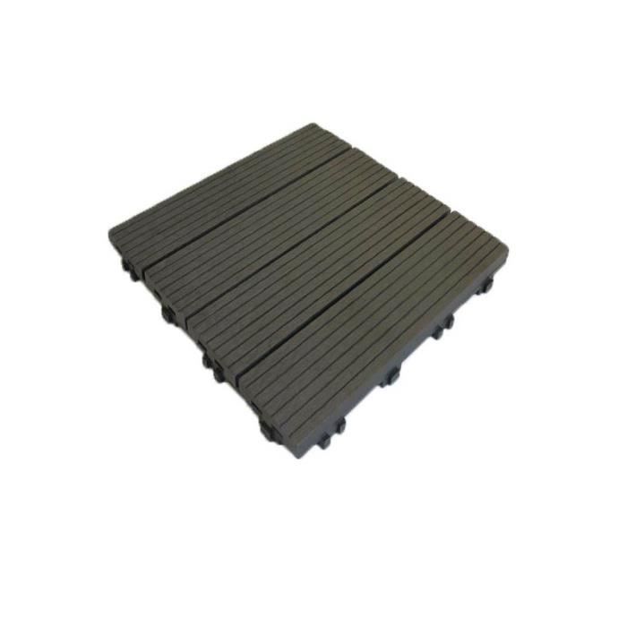 Dalle de terrasse bois composite Modular - MCCOVER - Gris carbone - 30 x 30 cm - 2,5 cm