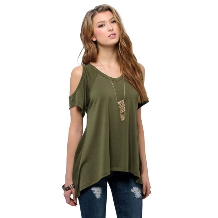 Tee shirt femme sans bretelles manches courtes