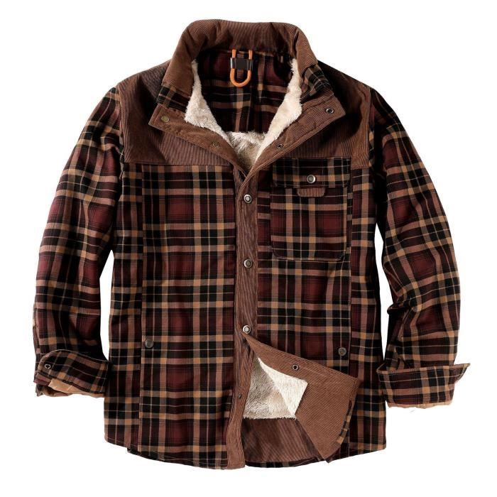 Veste Homme Doublure en Polaire Carreaux Plaid Chaude en Coton Grande Taille Marron Marron Cdiscount Pret a Porter