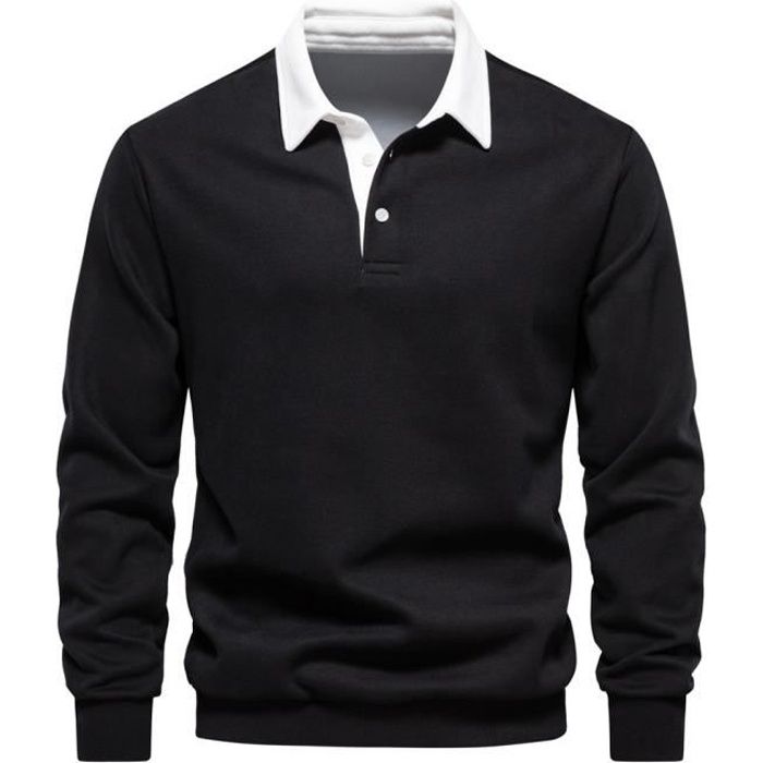 Pull Homme Manches Longues Printemps Et Automne Casual Pullover Couleur Unie Tissu Confortable Taille EU Noir Cdiscount Pret a Porter