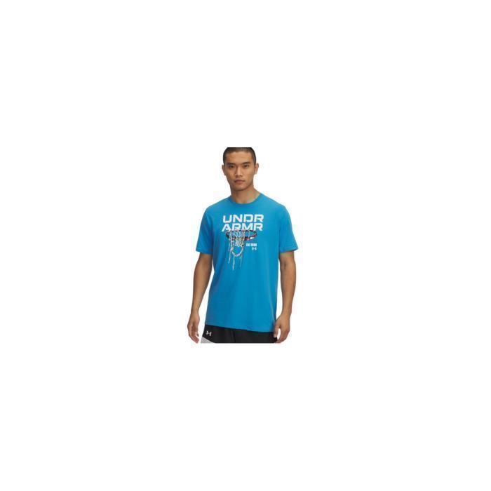 T-Shirt - UNDER ARMOUR - Hoops Net - Bleu - Manches courtes - Basket-ball