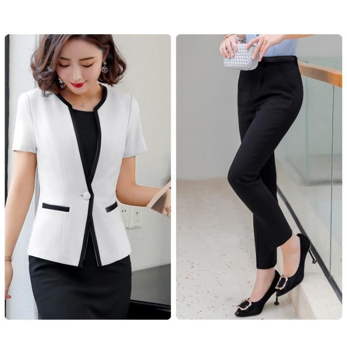 Femme Robe Formelle Blazer Femmes Robes Avec Veste Femmes Robe Costume Ensemble Tenue De Bureau Travail Pour Dames Soiree Elegant White Pant Set Achat Vente Robe Cdiscount