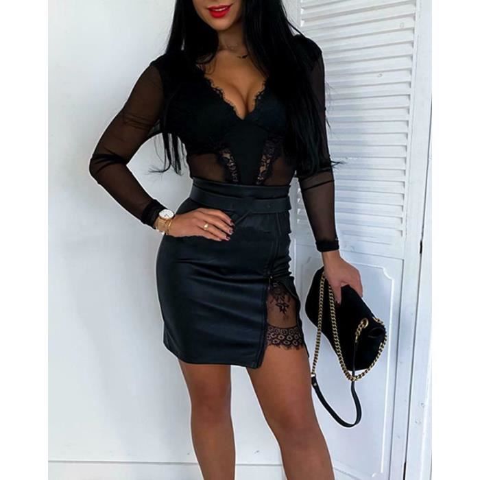 Jupe Marque Modele Taille haute Fermeture eclair Cuir Dentelle Chaud Moulante Blanc Cdiscount Pret a Porter