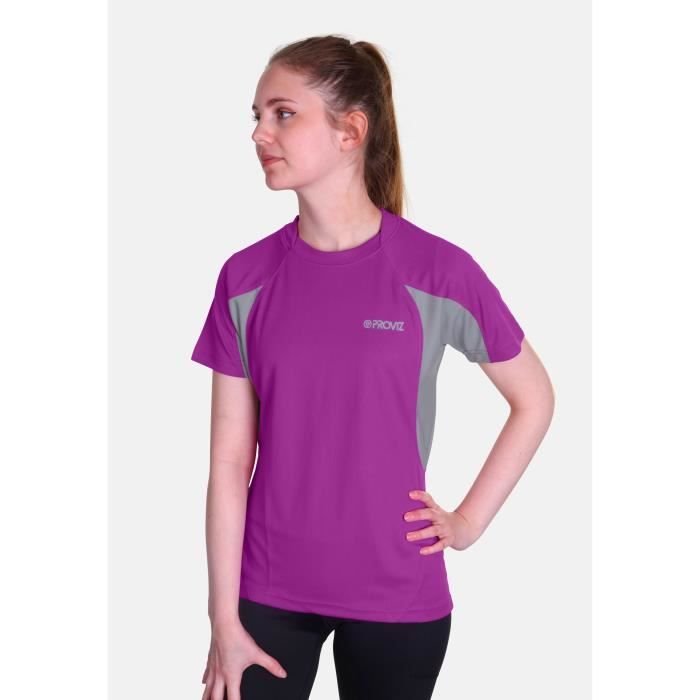 t-shirt de running femme à manches courtes réfléchissant proviz classic - violet - respirant