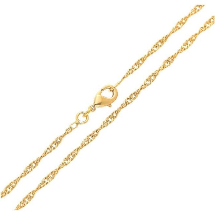 Chaîne de Cou Maille Torsadée - 2014.JEWELYR.LUXE - Plaqué Or Jaune 750/1000 - Singapour - 45/46/50cm