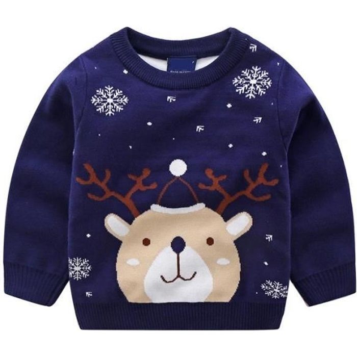Pull De Noël Tricoté Enfant - Sweat Chaud Bébé Garçon Fille Équipe France