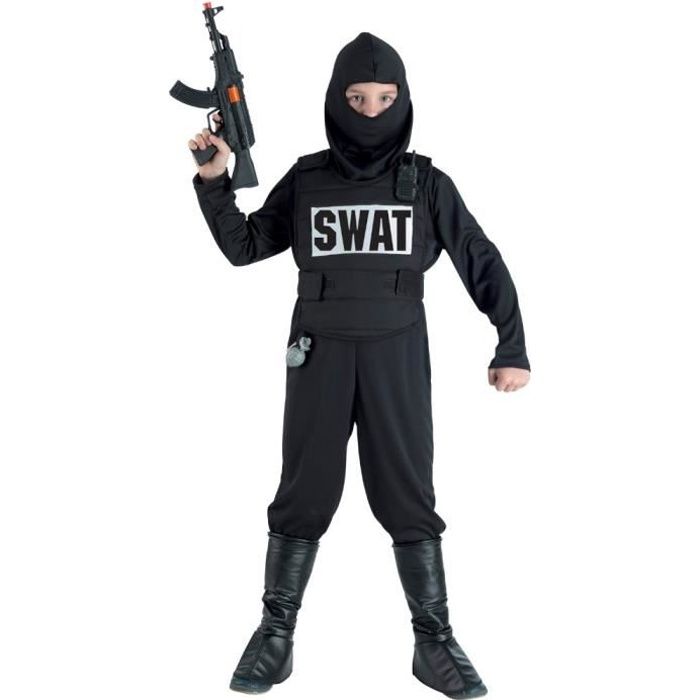 Déguisement SWAT 3 Pièces - Casquette Réglable, Lunettes, Badge Métal - Adultes/Enfants - Halloween, Fête Déguisée