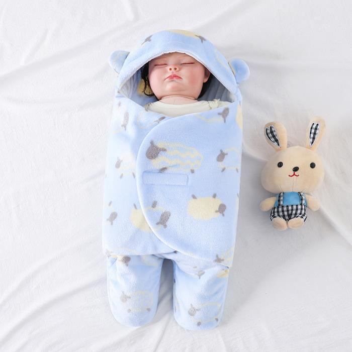Sac De Couchage Emmaillotage Bébé 0-5 Mois - 100% Coton Bio Avec Capuche - Couverture Swaddle Réglable - Pour Nouveau-nés - 8