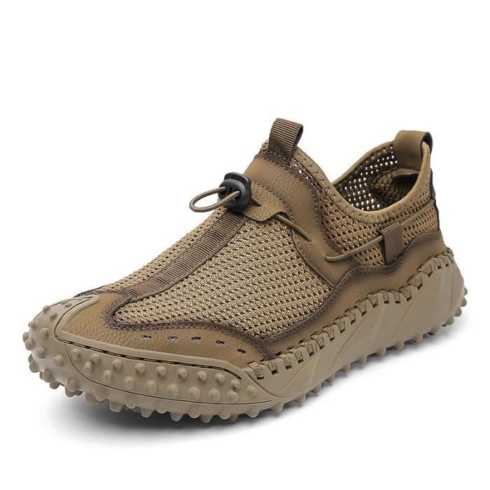 INSFITY Baskets Homme en Maille Eté Enfiler Extérieur Aéré Casual Sport - Marron - INSFITY - Plat - Adulte