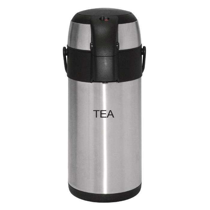 Olympia Pichet à Pompe Double Paroi 5 L – Acier Inoxydable Isolé Sous Vide – Café/Thé Chaud 3-4h – Idéal Buffet Et Maison