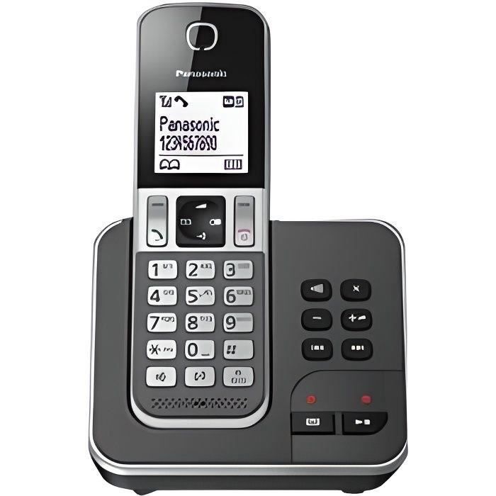 Panasonic KX-TGD320FRG Téléphone sans Fil Répondeur Base et Combiné Mains Libres Identification de lAppelant Noir