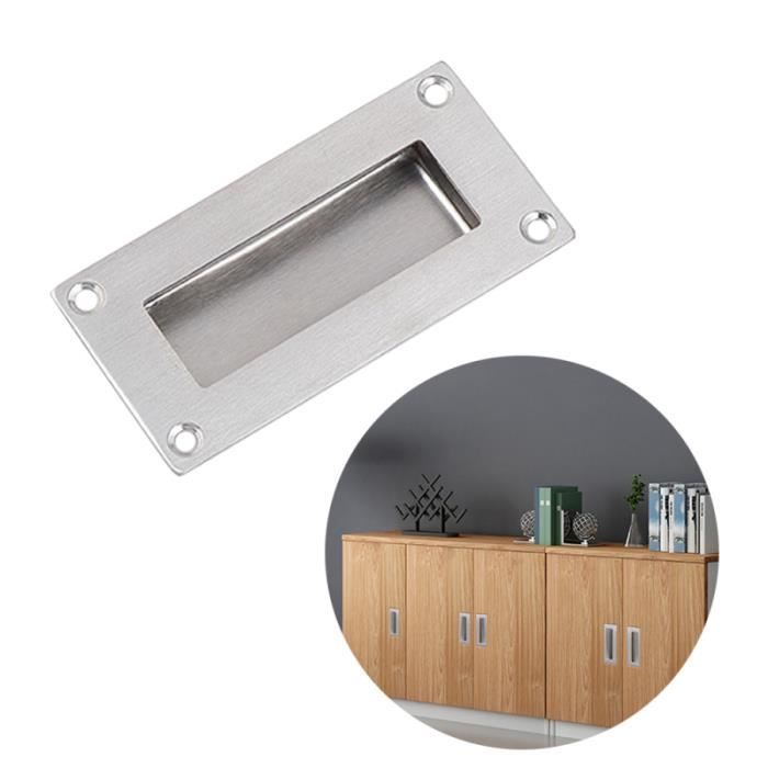 Lot De 2 Poignées De Porte Coulissantes Rectangulaires Encastrees Avec Evidement Dissimule 12 X 4 X 1 2 Cm Acier Inoxydable Noir Mat 97340240