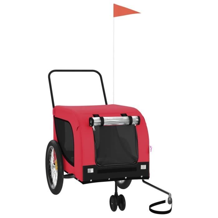 Pwshymi-Remorque de vélo pour animaux de compagnie rouge et noir-D1101
