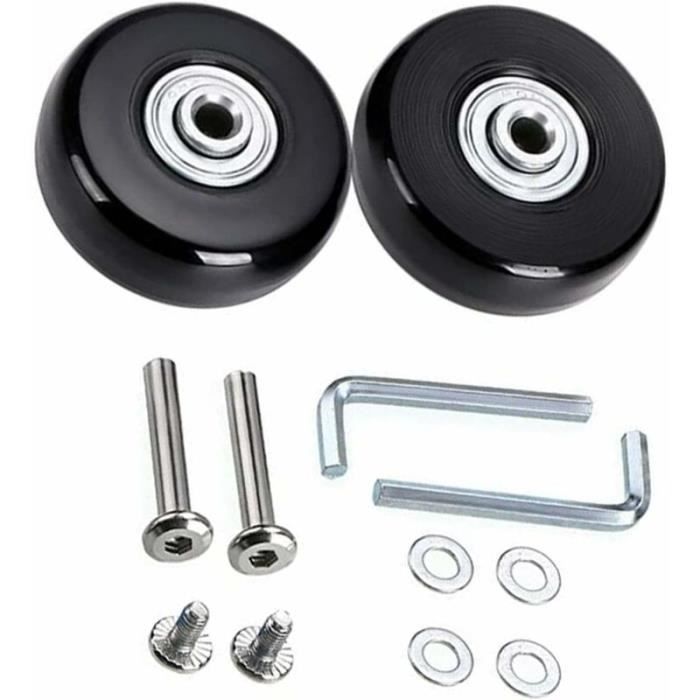 Kit de remplacement de roue de bagage - PZCC - 45 mm - Caoutchouc - Roulette pivotante - Silencieuse