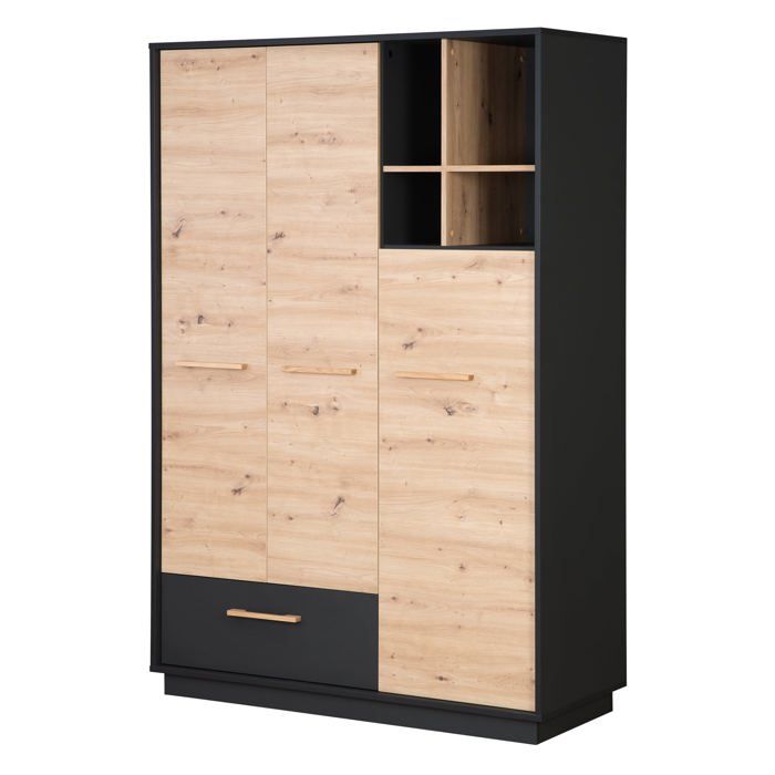 Armoire Bébé 3 Portes Lenn - ROBA - Anthracite / Chêne Artisan - Élégance et Praticité Armoire Bébé 3 Portes Lenn - ROBA - Anthracite / Chêne Artisan - Élégance et Praticité