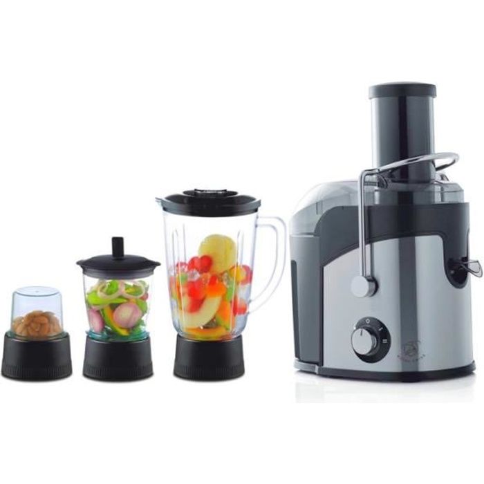 Centrifugeuse Extracteur de jus avec mélangeur - Power Juicer - Acier inoxydable - + Hachoir et moulin à café - Power Juicer