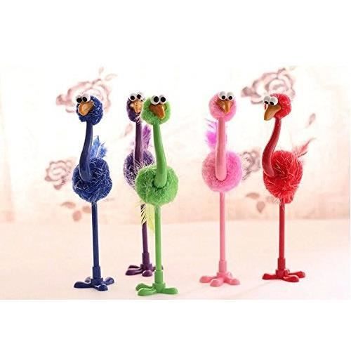 De 6 Mini Stylos à Bille Rétractables Cadeau Babiole Mignon Rigolo Couleur Aléatoire Ostrich