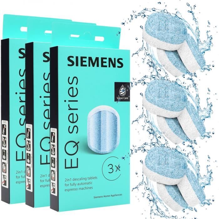 Lot de 3 paquets de pastilles détartrantes Siemens TZ80002 2 en 1 pour machines à café Siemens gamme EQ