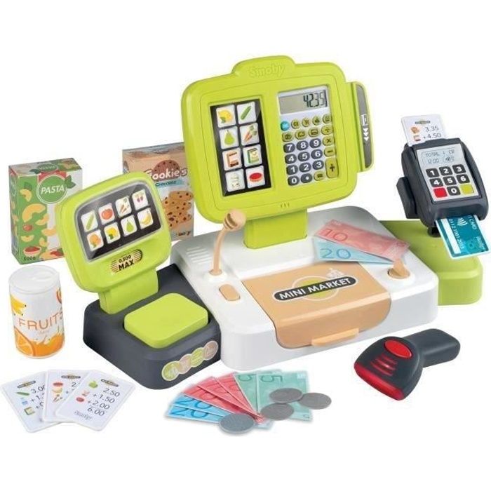 Smoby grande caisse enregistreuse - 30 accessoires inclus - dès 3 ans