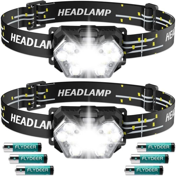 2 Lampes Frontales Rechargeables 230° - 5 Modes, Capteur Mouvement, étanche IPX4, Batterie 1200 MAh - 10
