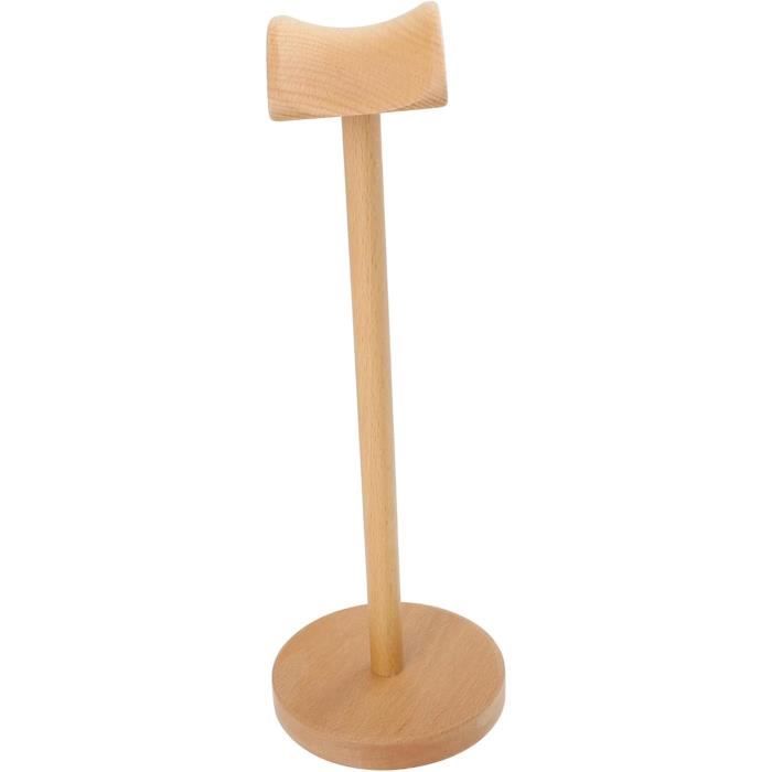 Support de casque, support de casque en bois de noyer et aluminium, support de casque de jeu en noyer naturel avec base lourde solide pour toutes les tailles de casque (couleur