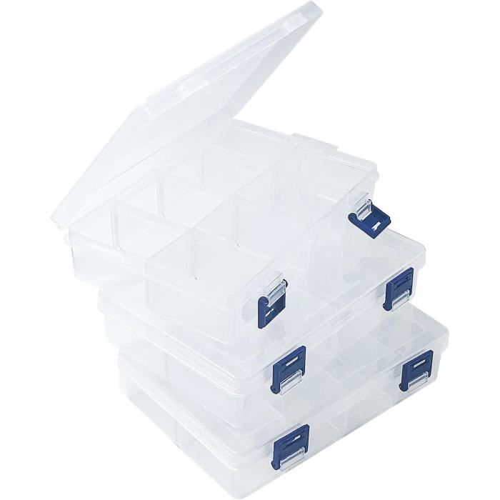 2 Boîtes Rangement Plastique Elodyunhc - 8 Compartiments Ajustables | Pour Bijoux, Vis, Petits Objets