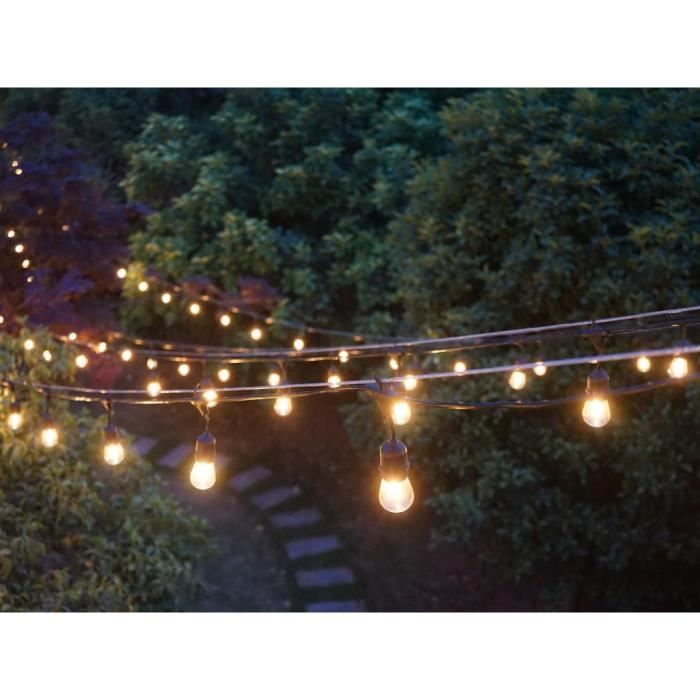 guirlande lumineuse guinguette emboîtable - vente-unique - basalte - 10 ampoules ambrées - 10 mètres