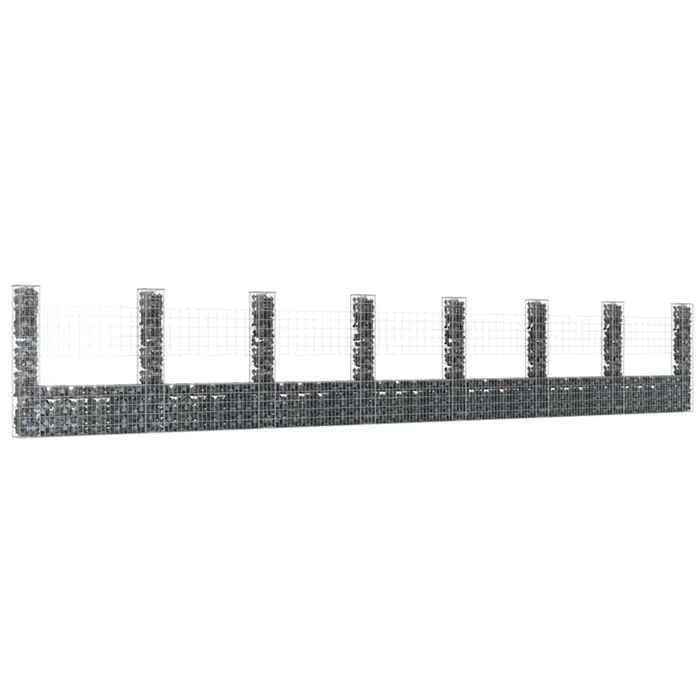 vidaXL Panier de Gabion en Forme de U avec 8 Poteaux Barrière de Jardin Clôture en Mur de Panier Décoration Extérieur Fer 151288