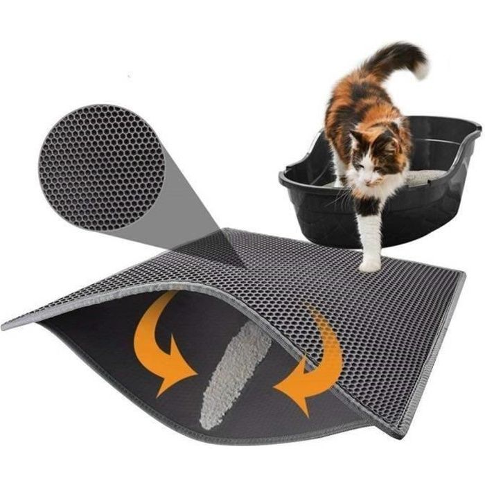 Comparer les prix de Tapis Litière pour Chat, Bac à Litière pour Chats 45x60cm, Imperméable Non Toxique EVA, Double Couche en Nid d'abeille Design