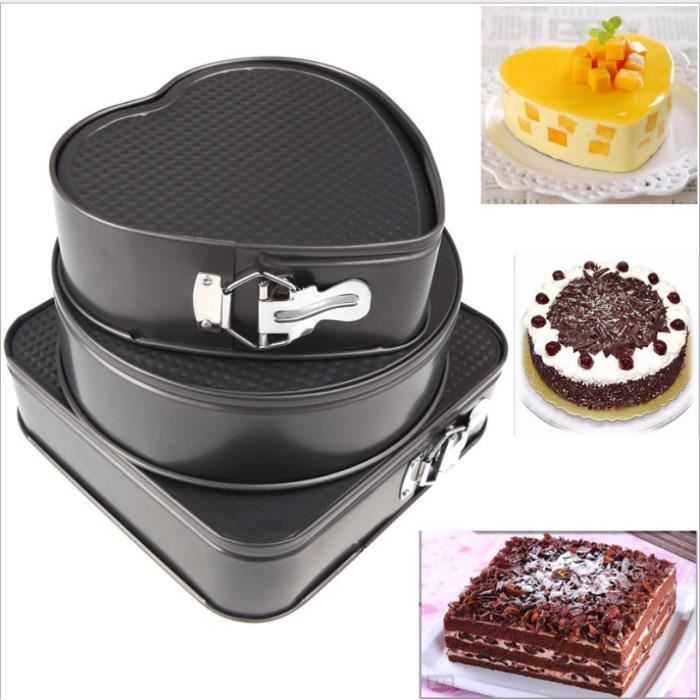Lot De 3 Moules A Gateaux En Etain En Forme De Carre Rond Coeur Cdiscount Maison