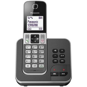 Téléphone Sans Fil Panasonic DECT - Répondeur Numérique - Affichage LCD - Noir