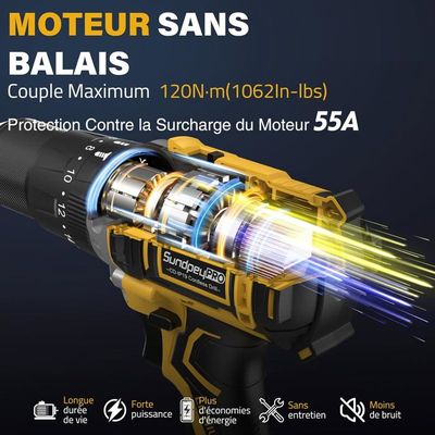 Perceuse Visseuse Sans Fil SundpeyPRO 21V - Moteur Brushless